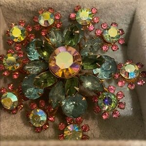 Very Vintage Colorful Rhinestone Brooch